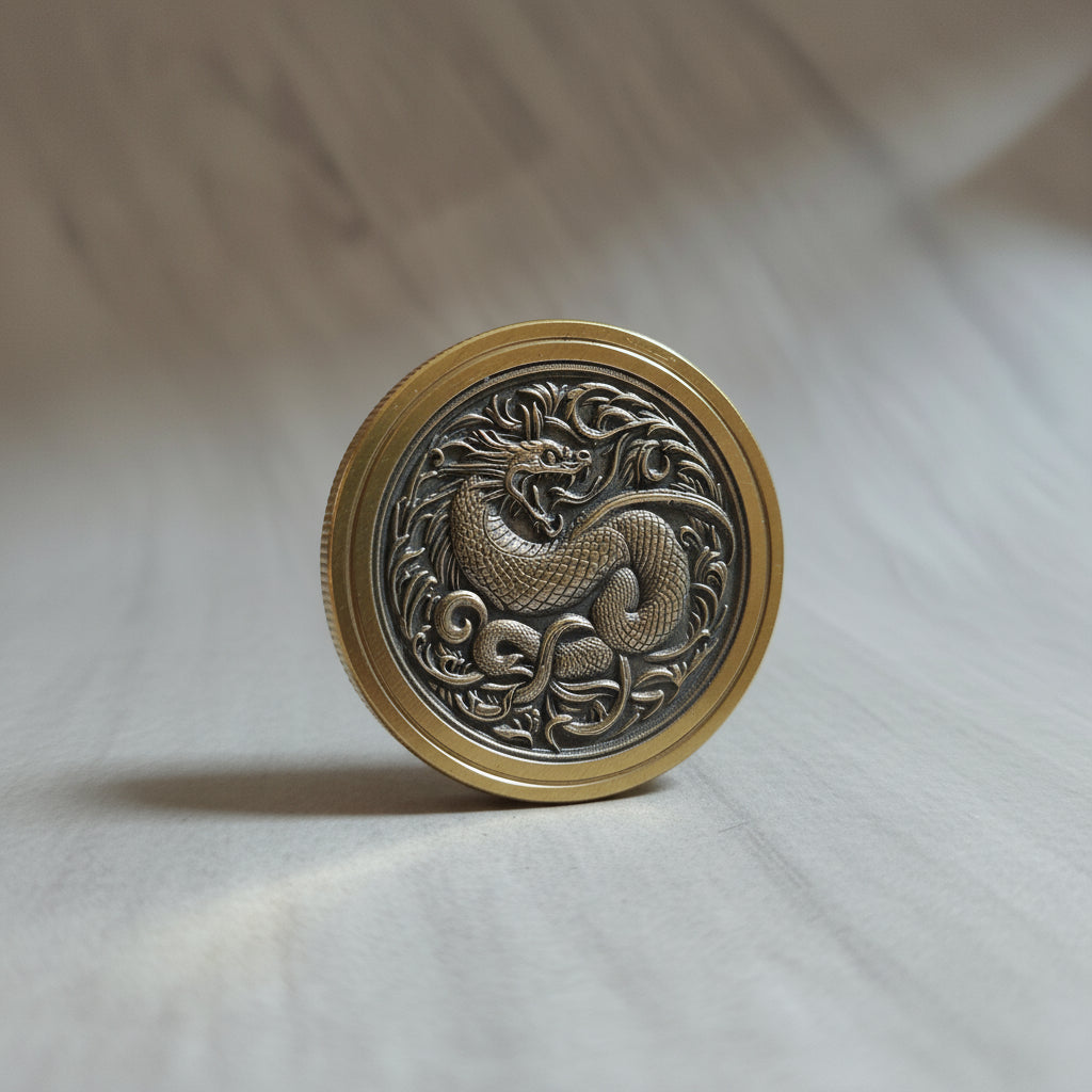 Double Sided Snake Brass Challenge Coin