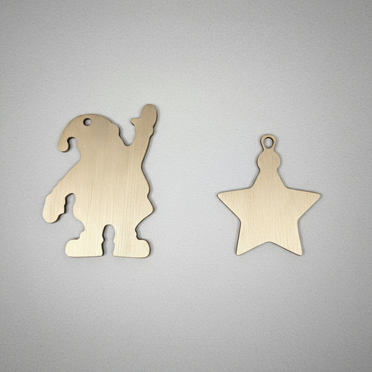 Santa & Stars Brass Christmas Ornaments/Decorations