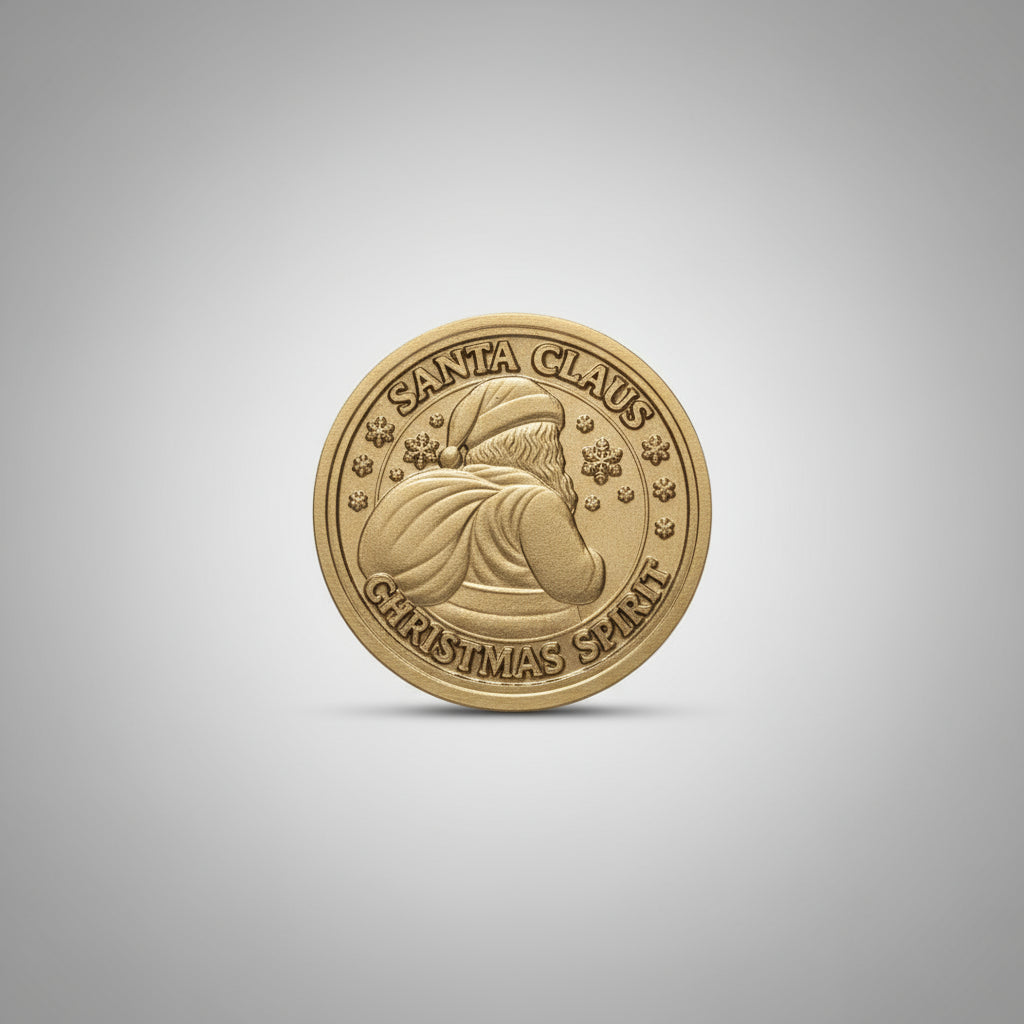 Santa Claus Christmas Spirit Brass Coin – 40mm Double-Sided Embossed Festive Collectible