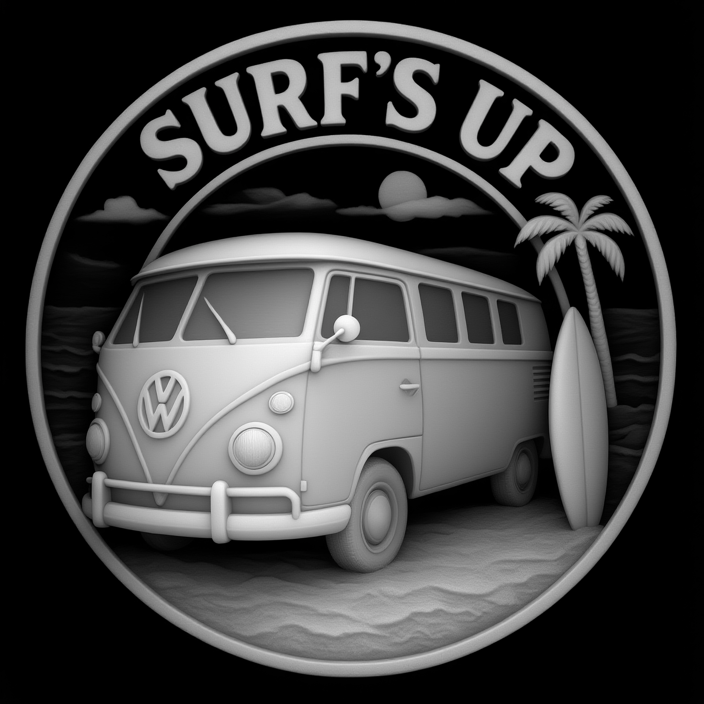 Laser/CNC Depth File Surfs Up VW Camper