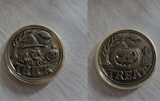 Halloween Witch and Pumpkin Decision Brass Coin/Challenge Coin