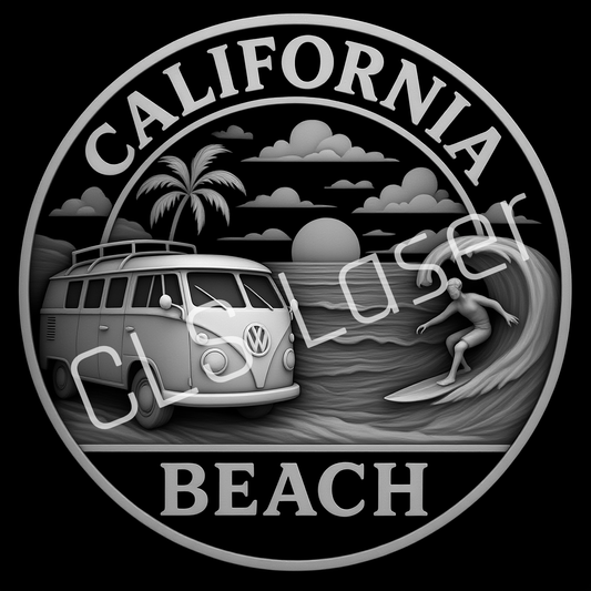 Laser/CNC Depth File Surfs Up VW Camper California Beach