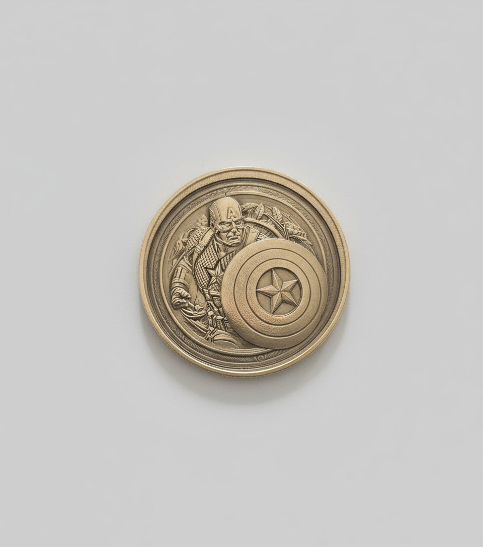 Captain America Brass Coin Marvel Superhero Iconic Shield