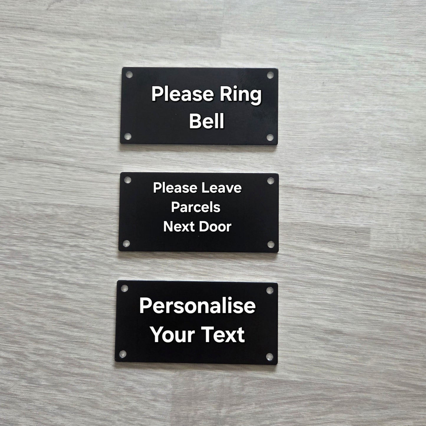 House Door Signs Personalised Etched Metal Sign Ring Bell/Parcels or Own Message