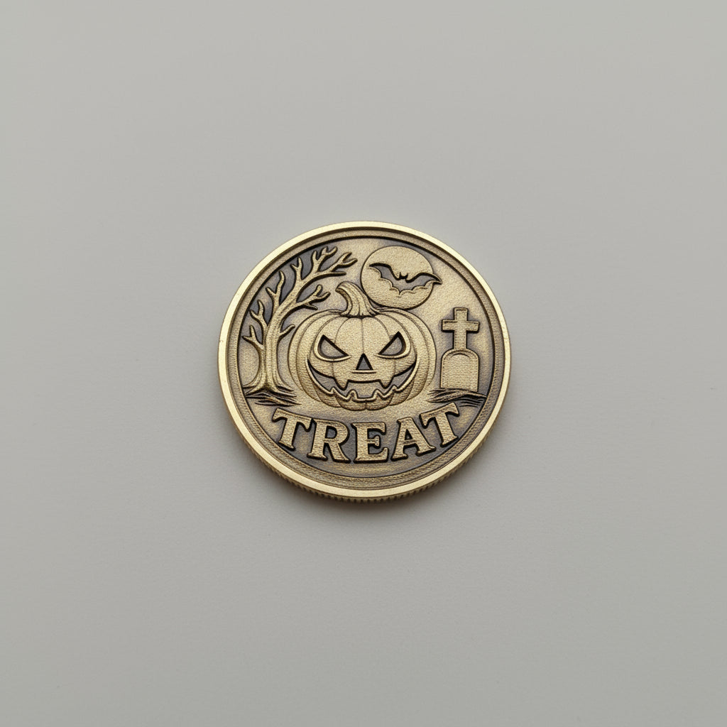 Halloween Witch and Pumpkin Decision Brass Coin/Challenge Coin