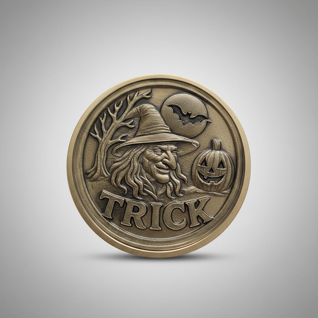 Halloween Witch and Pumpkin Decision Brass Coin/Challenge Coin