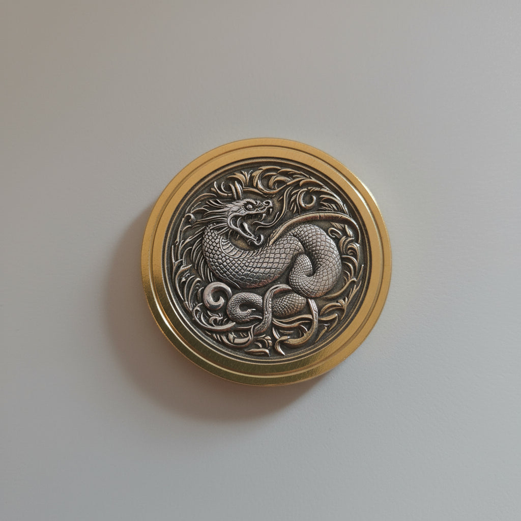 Double Sided Snake Brass Challenge Coin