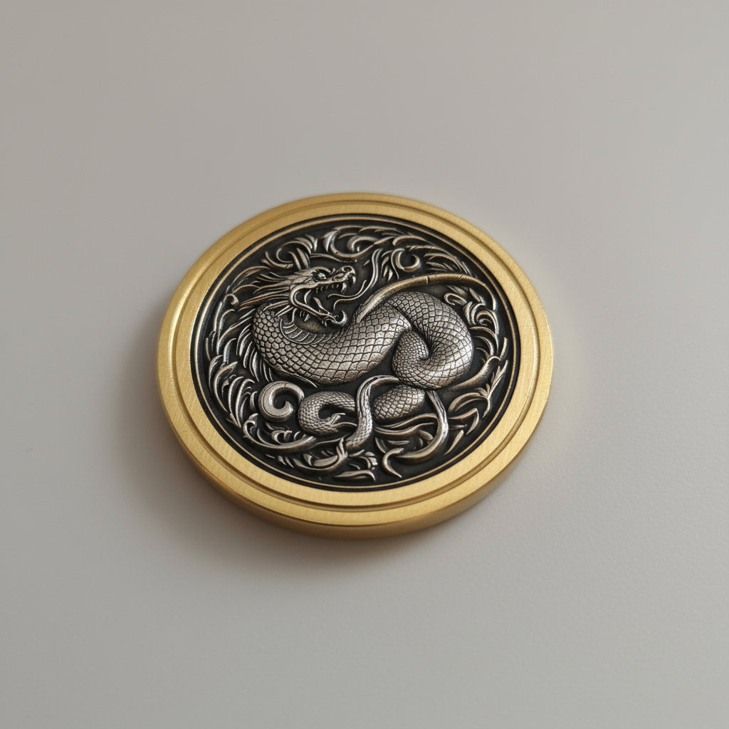 Double Sided Snake Brass Challenge Coin
