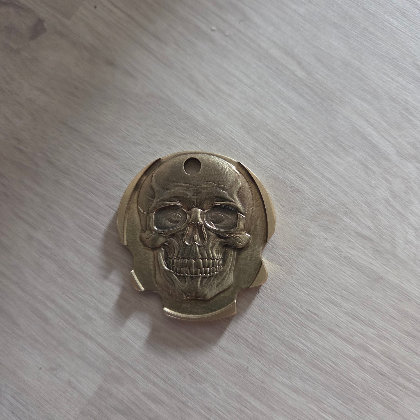 Brass Skull Keyring Embossed Badge