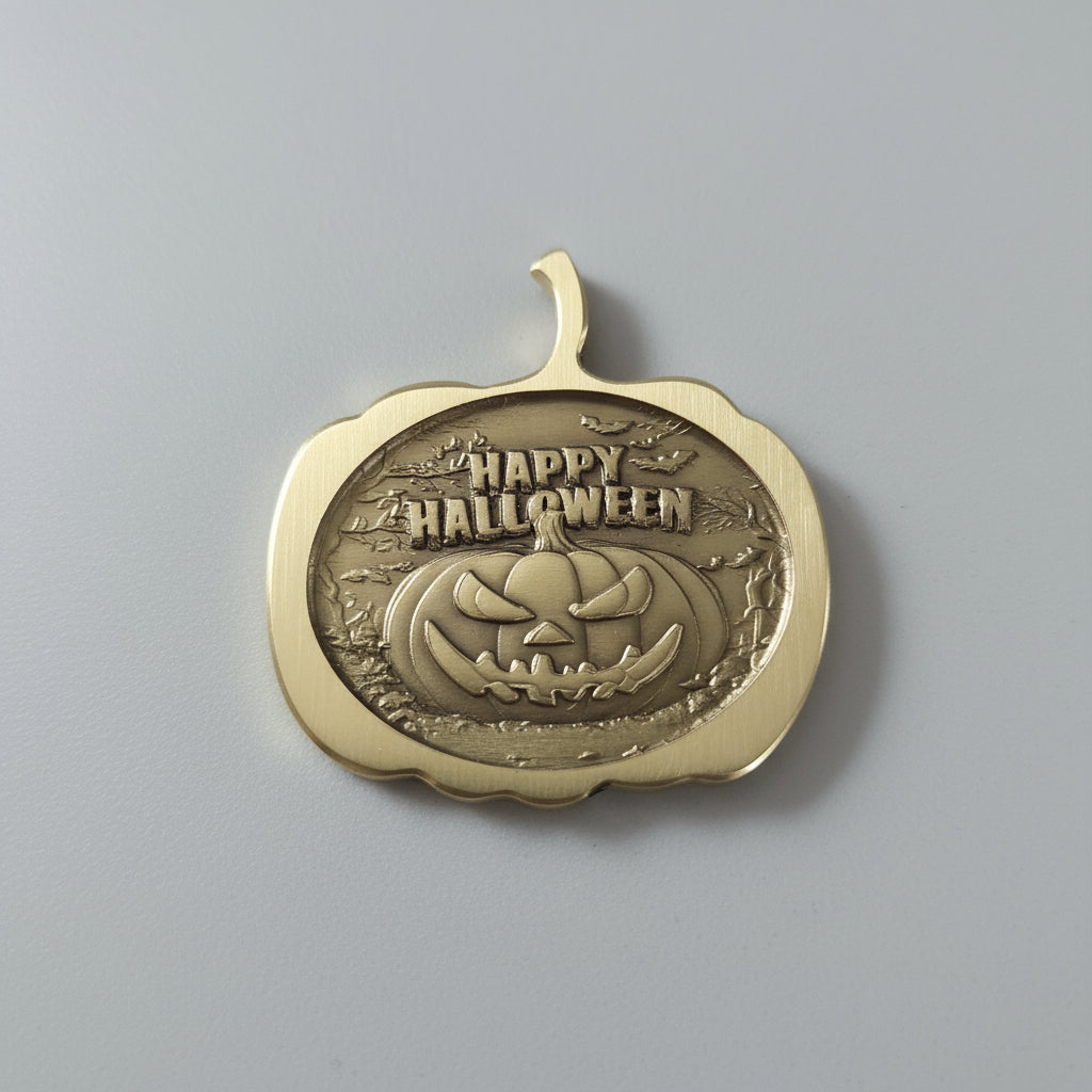 Happy Halloween Brass Shaped Pumpkin