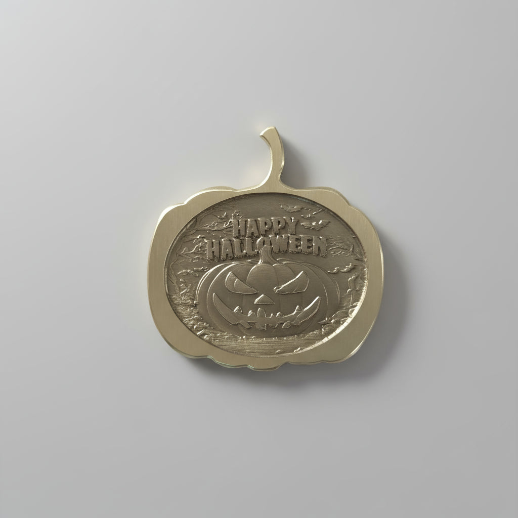 Happy Halloween Brass Shaped Pumpkin