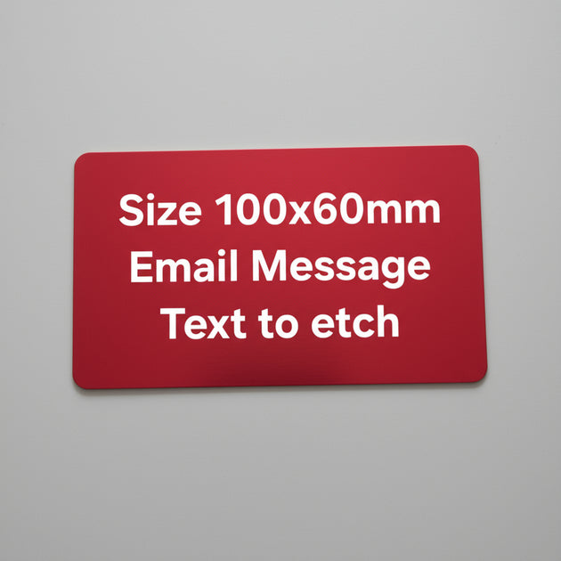 Red card with text on a gray surface