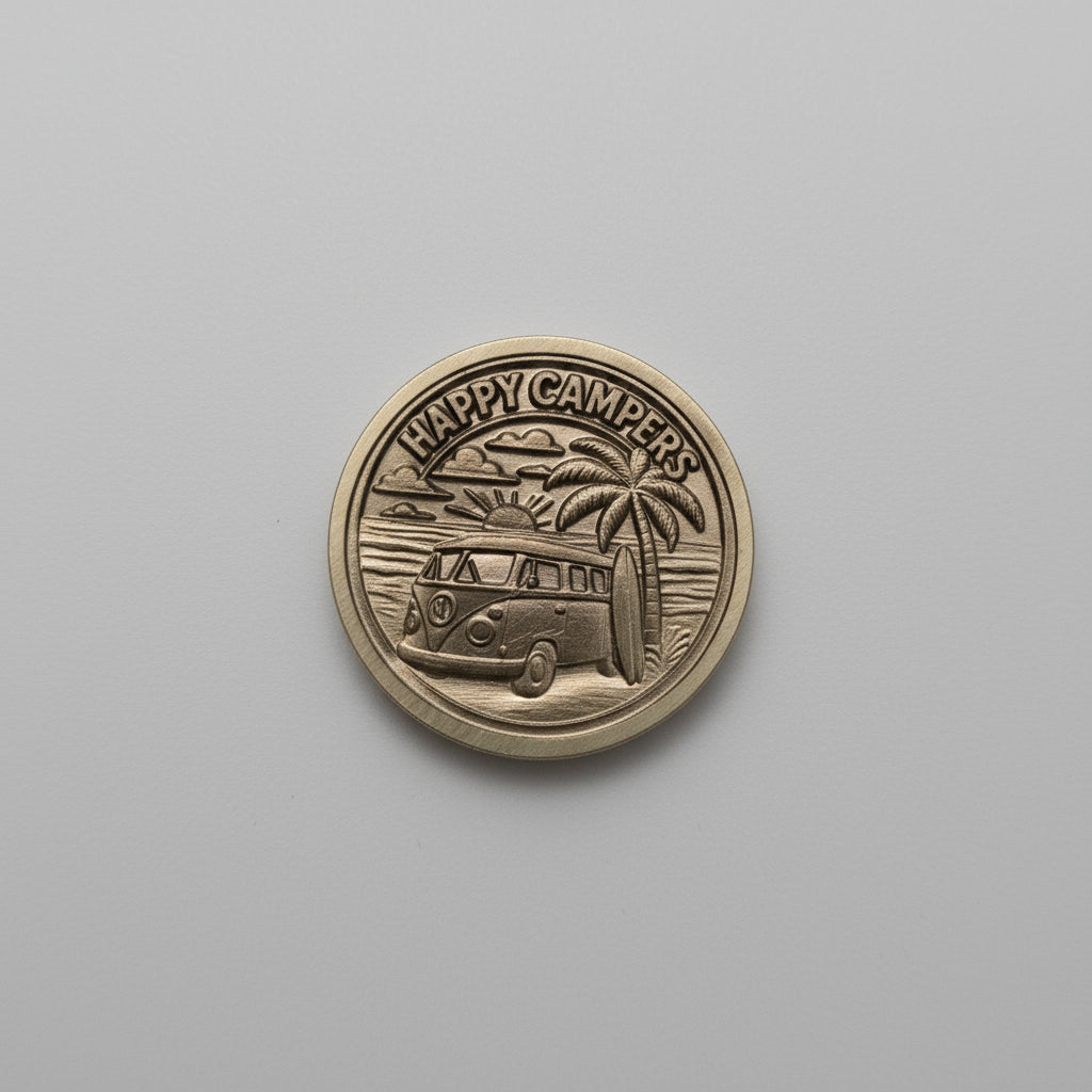 VW Camper Surfs Up and Happy Campers Coin