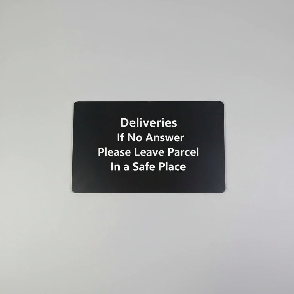 Black rectangular card on a textured gray surface