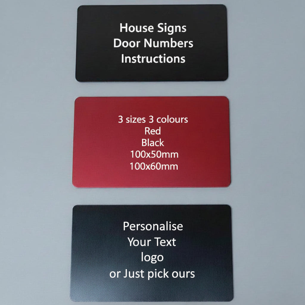 House Door Signs Personalised Etched Metal Sign Ring Bell/Parcels or Own Message