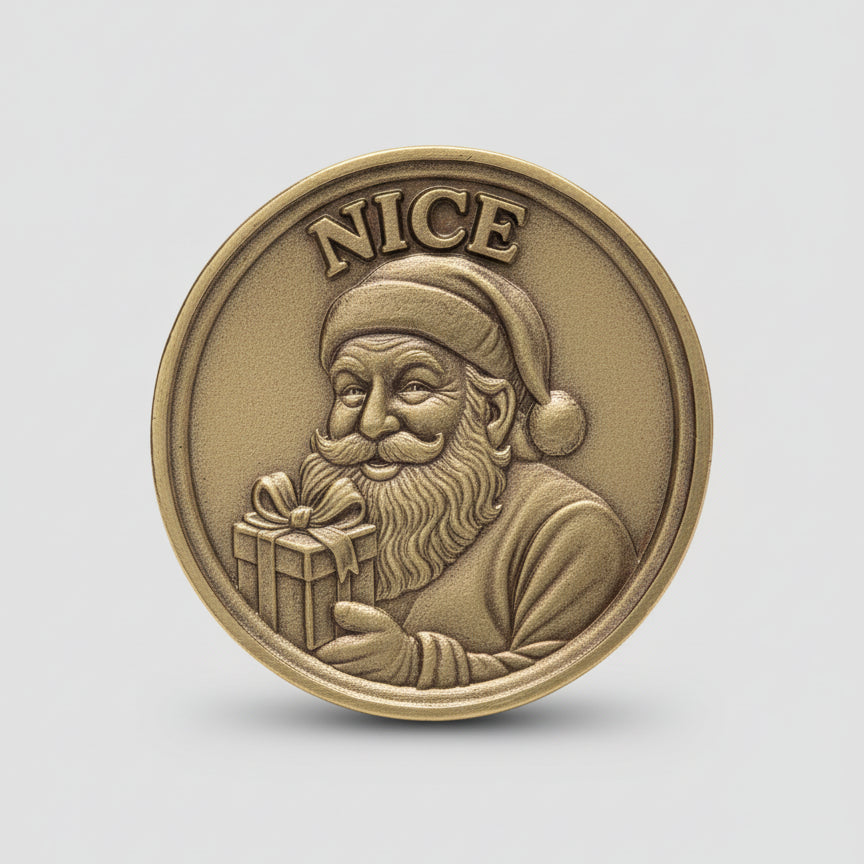 Bronze coin with a character and 'VICE' text held in a hand against a dark background