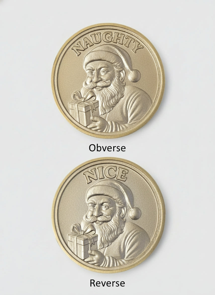 Santa Naughty or Nice Flip-Challenge Coin
