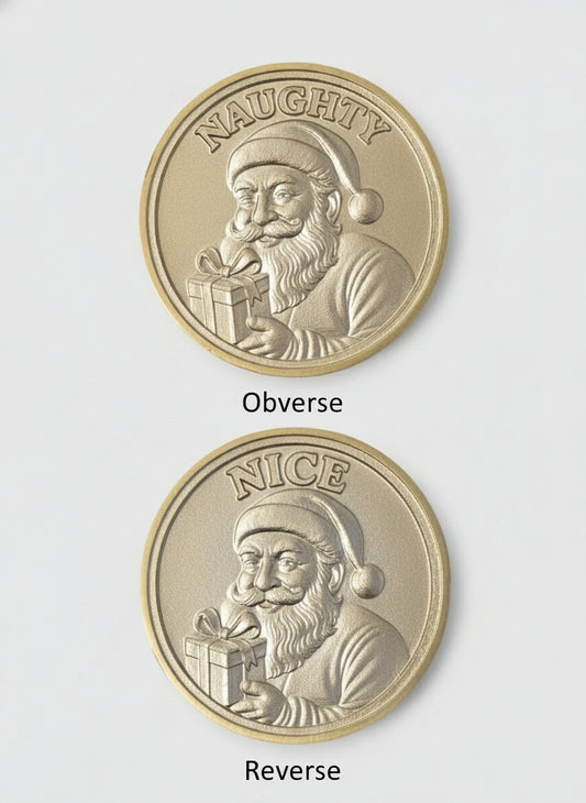 Santa Naughty or Nice Flip-Challenge Coin