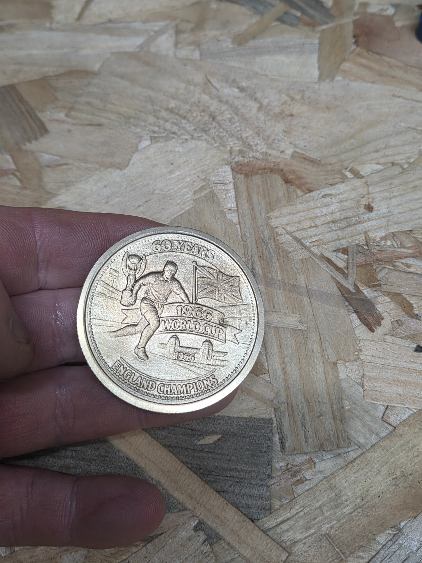 England 1966 World Cup – 60 Years Anniversary Embossed Brass Coin | 50mm | Personalised Reverse