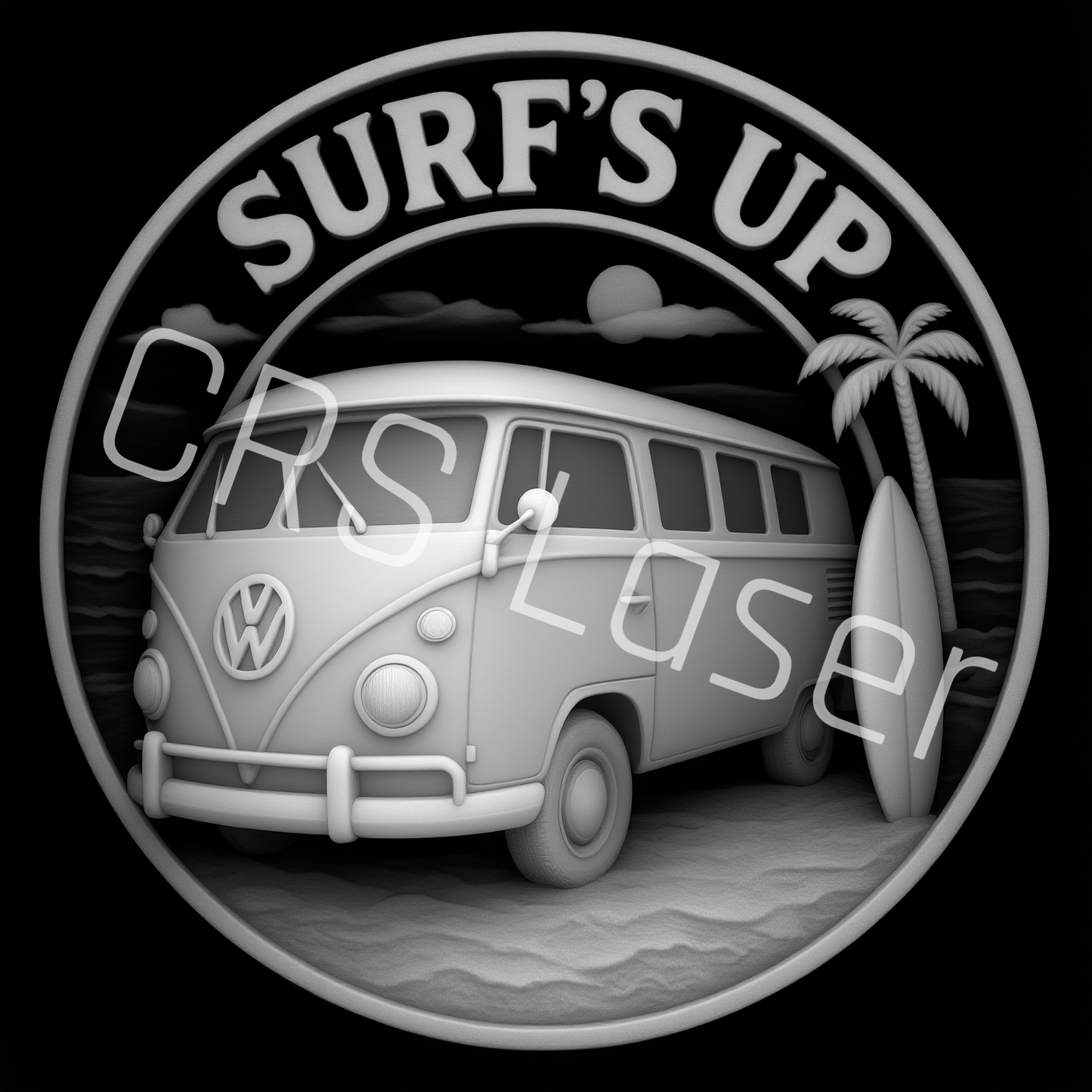 Laser/CNC Depth File Surfs Up VW Camper